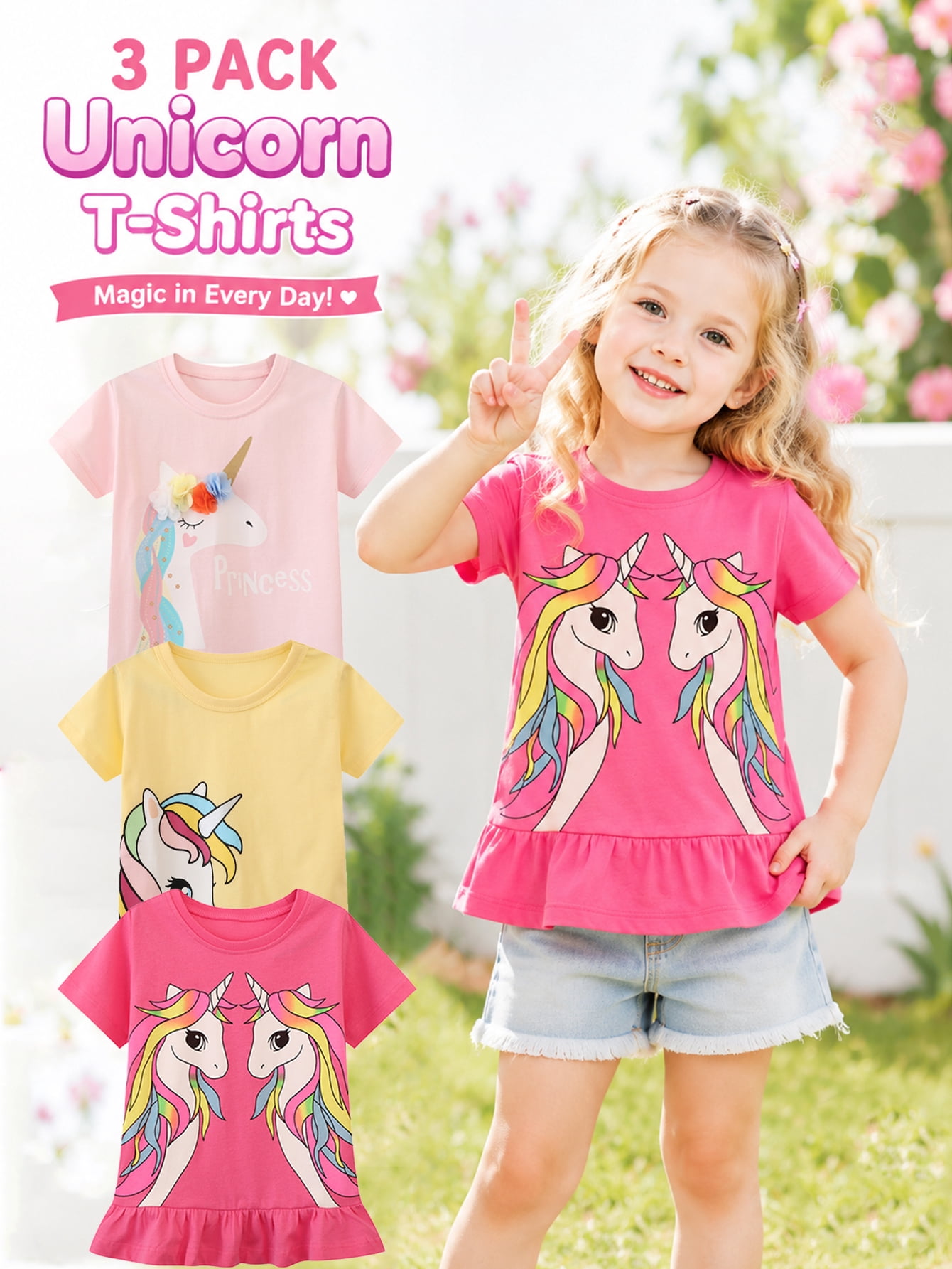 Girls Unicorn Graphic T-Shirt