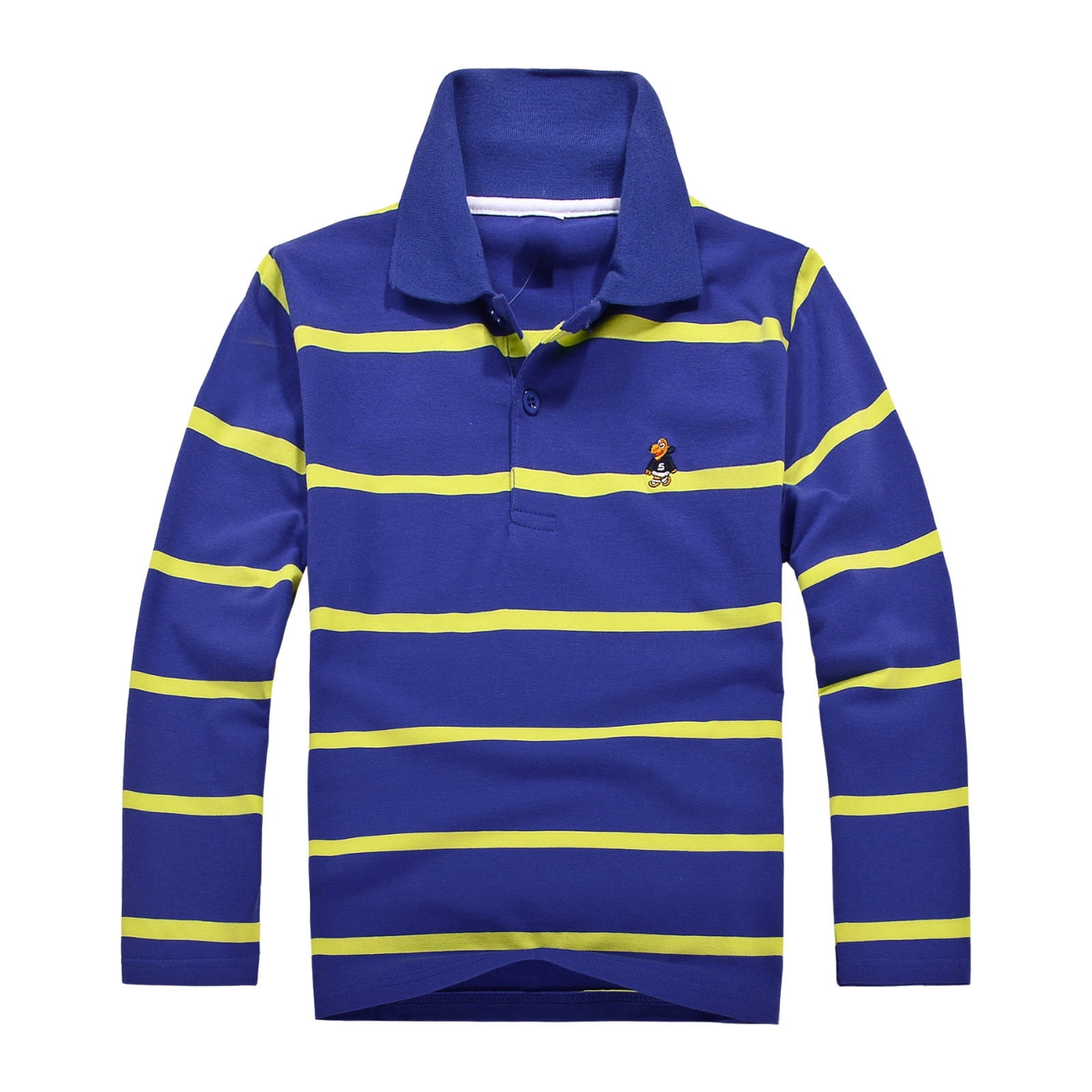 Boys Striped Long Sleeve Polo Shirt