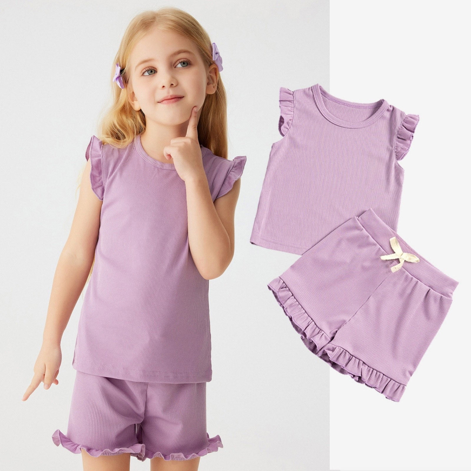 Girls Summer Sleeveless Pajama Set